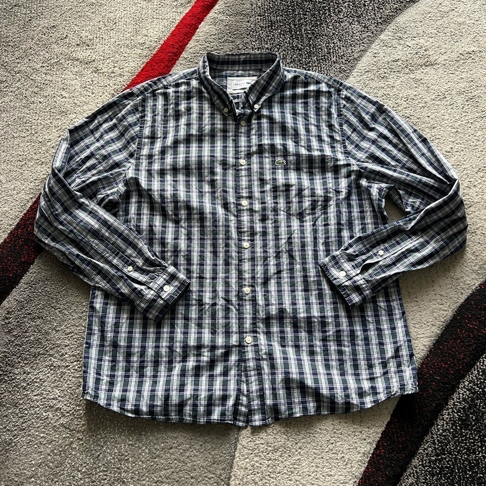 Lacoste Men’s Checkered Button Front Slim Fit Shirt